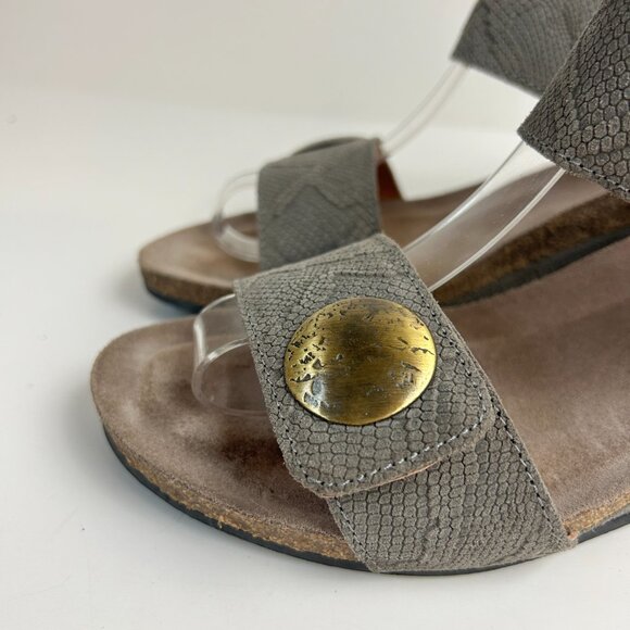 Taos Sandals 41 US 10-10.5 Taupe Carousel 2 Wedge Open Toe Leather Comfort - Picture 4 of 15